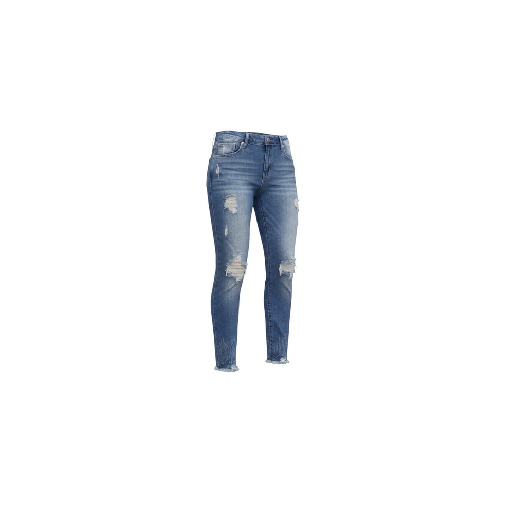 Rue21 Ankle Jegging Womens 12 Blue Distressed Mid Rise Curvy Raw Hem
